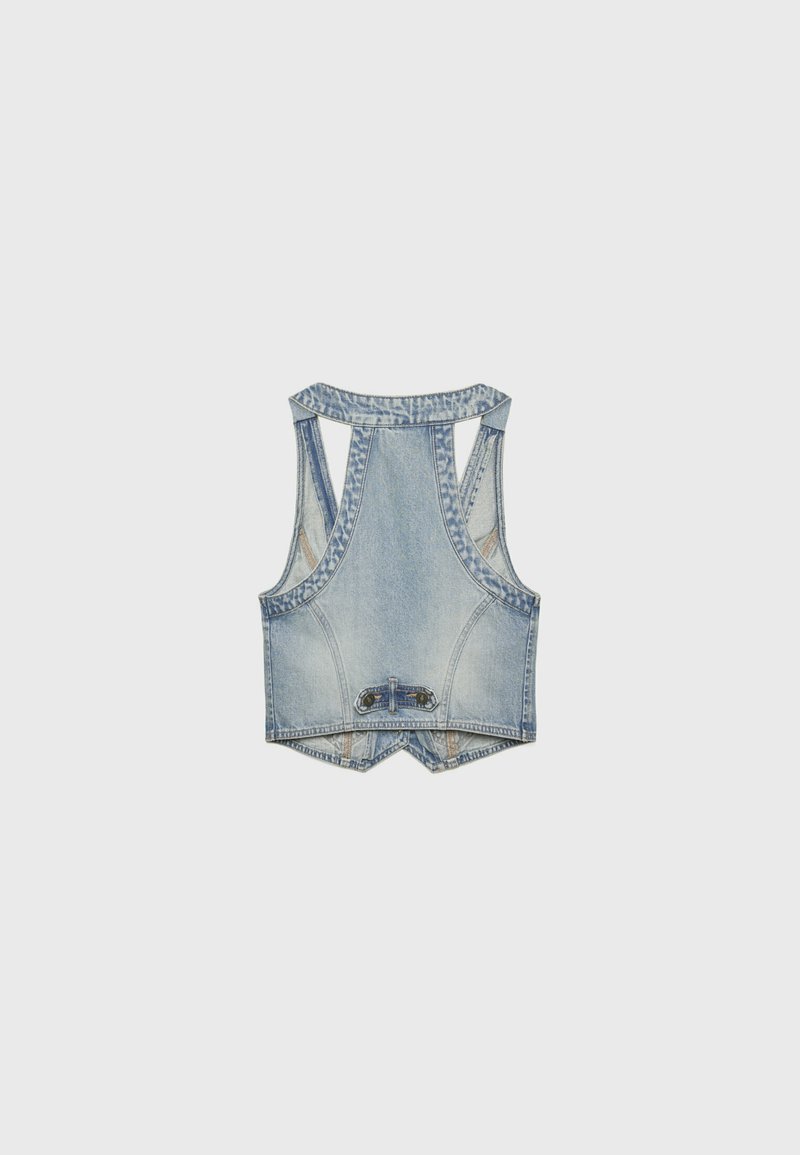 Stradivarius Stradivarius STUDDED - Waistcoat - laser denim Im Verkauf