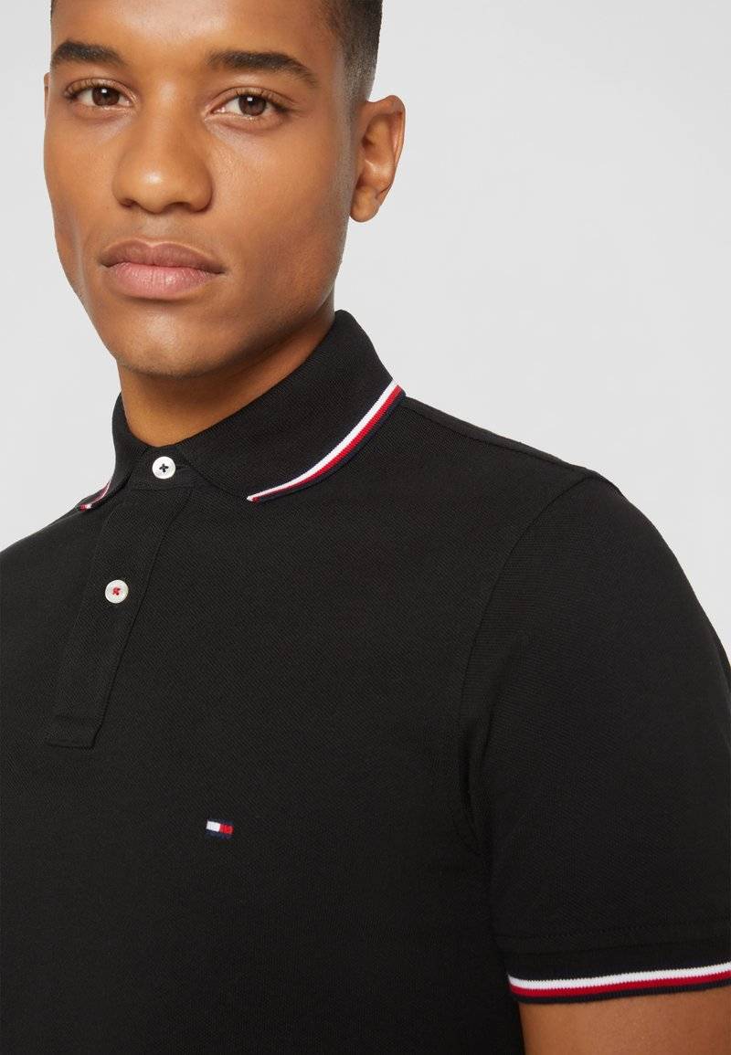 Tommy Hilfiger Tommy Hilfiger TIPPED SLIM - Polo shirt - black Fabrikverkauf