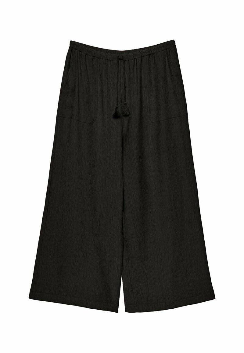 Stradivarius Stradivarius FLOWING CULOTTES - Trousers - black Fabrik Onlineshop