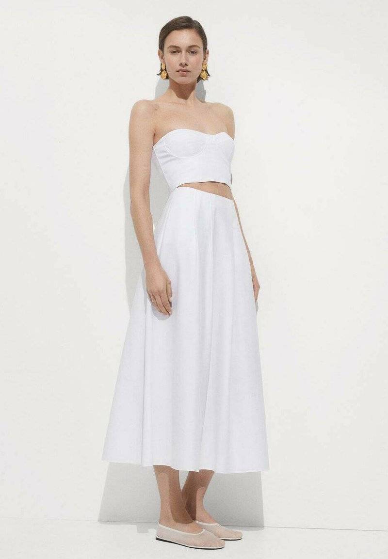 Mango Mango CRETA - Pleated skirt - white Rabatte dieses Monats