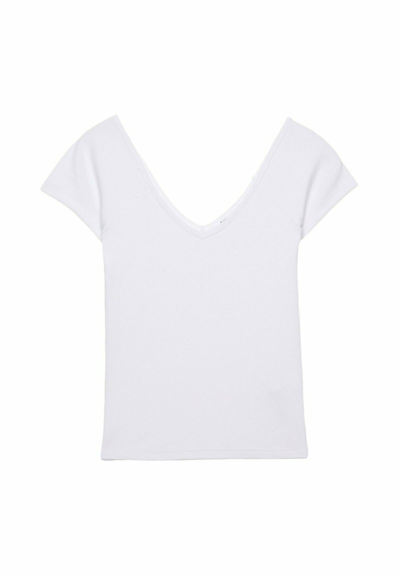 Stradivarius Stradivarius V-NECK - Basic T-shirt - white Fabrikpreis