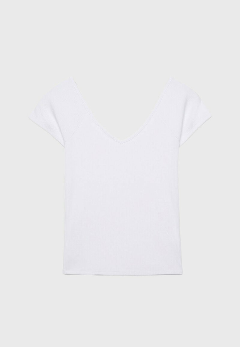 Stradivarius Stradivarius V-NECK - Basic T-shirt - white Fabrikpreis