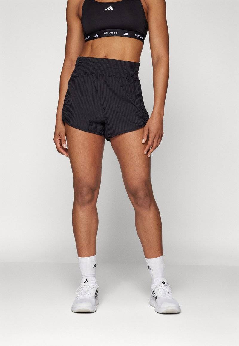 adidas Performance adidas Performance PACER ALL GYM SEASONAL RIBBED HIGH-RISE TONAL 3-STRIPES - Sports shorts - black