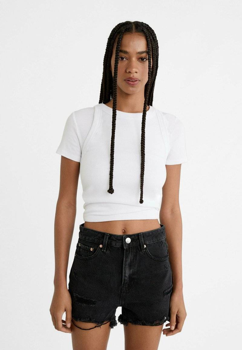 Stradivarius Stradivarius Denim shorts - grey denim Bis zu 50% Rabatt