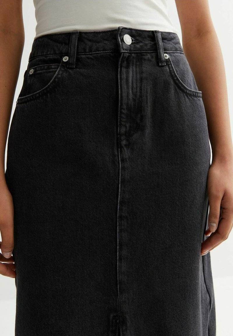 New Look New Look SPLIT HEM - Denim skirt - black Speichern exportieren