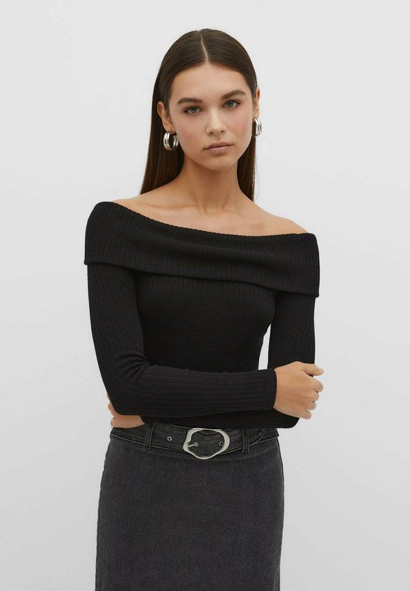 Stradivarius Stradivarius OFF-THE-SHOULDER - Jumper - black Letzte 3 Tage