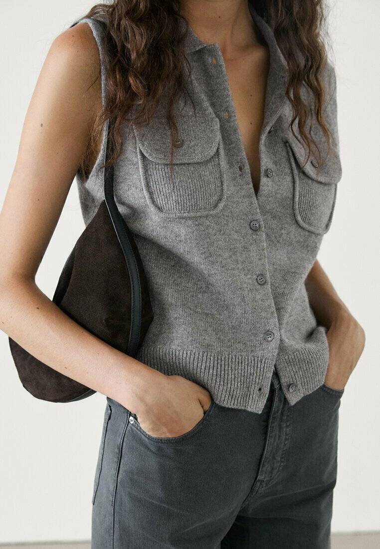 Massimo Dutti Massimo Dutti WITH POCKETS - Waistcoat - grey