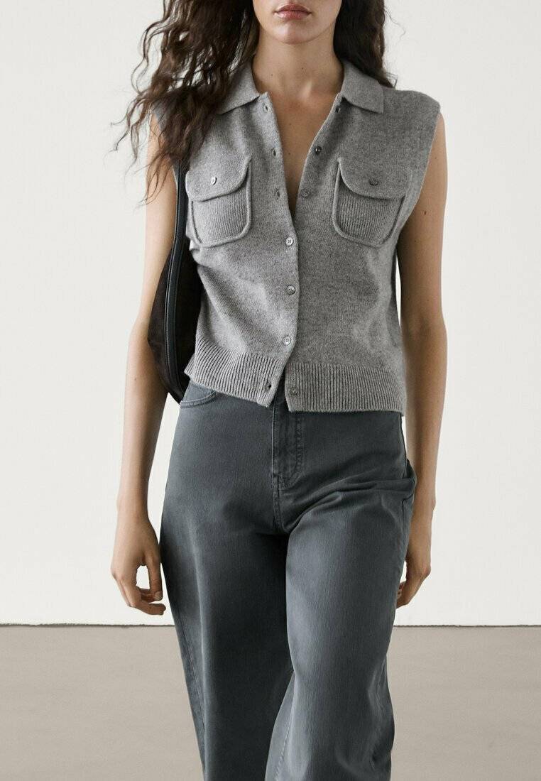 Massimo Dutti Massimo Dutti WITH POCKETS - Waistcoat - grey Rabatte dieses Monats