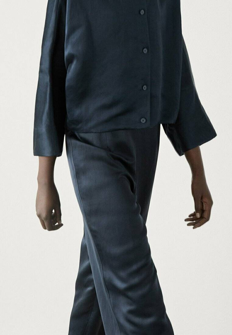 Massimo Dutti Massimo Dutti WIDE-LEG - Trousers - dark blue Osterangebot