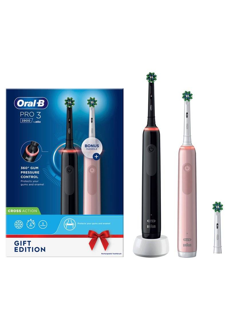 Oral-B Oral-B ORAL-B ELEKTRISCHE ZAHNBÜRSTE - PRO 3 + 2. HANDSTÜCK - BLACK/PIN - Electric toothbrush - black pink