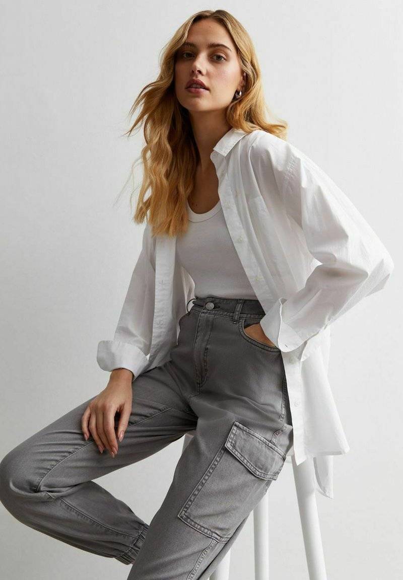New Look New Look Cuffed Cargo - Chinos - grey Riesige Rabatte