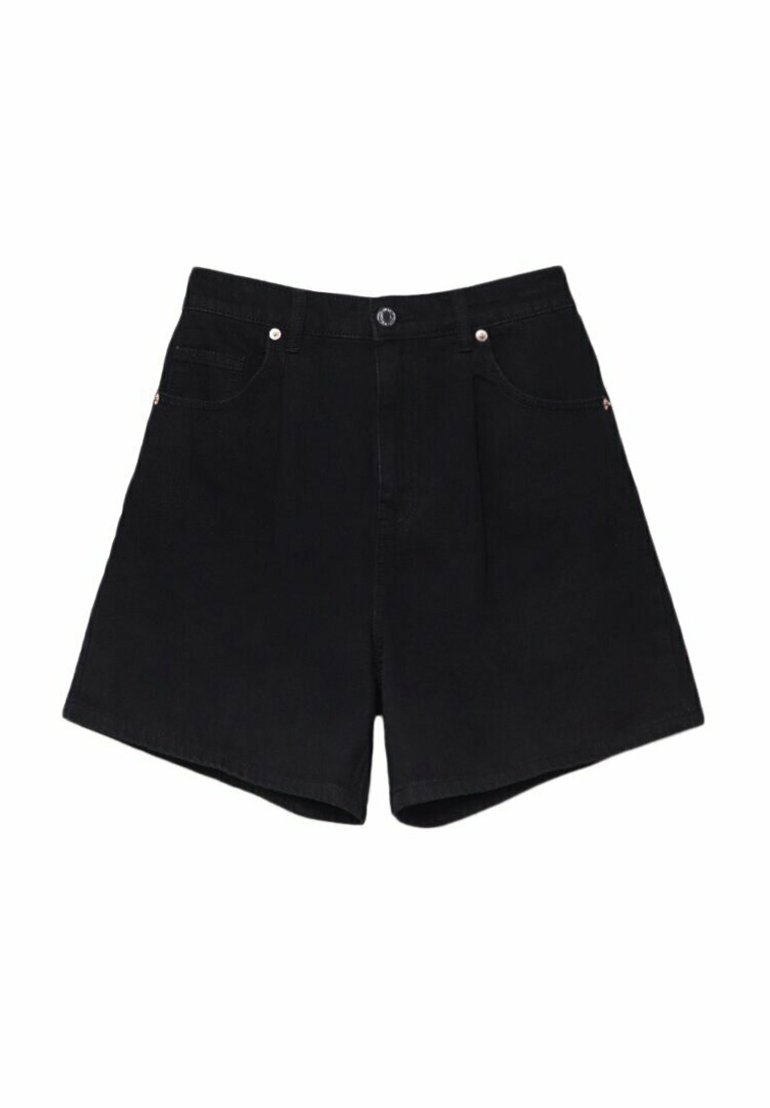 Stradivarius Stradivarius PLEATED BAGGY - Denim shorts - dark grey Im Verkauf