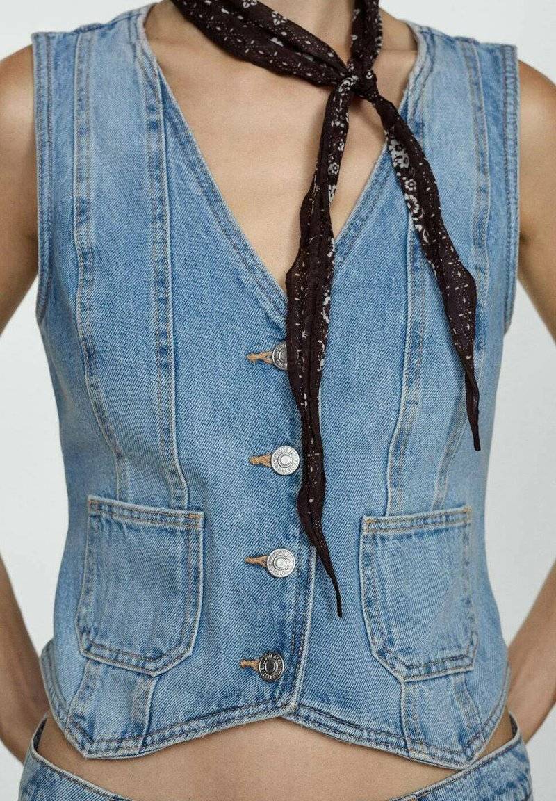 Mango Mango FARAH - Waistcoat - mellemblå