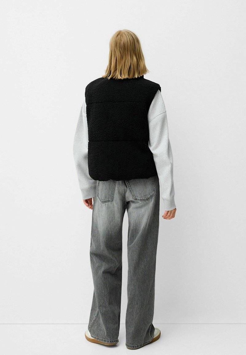 Bershka Bershka REVERSIBLE - Waistcoat - black denim Bis zu 50% Rabatt