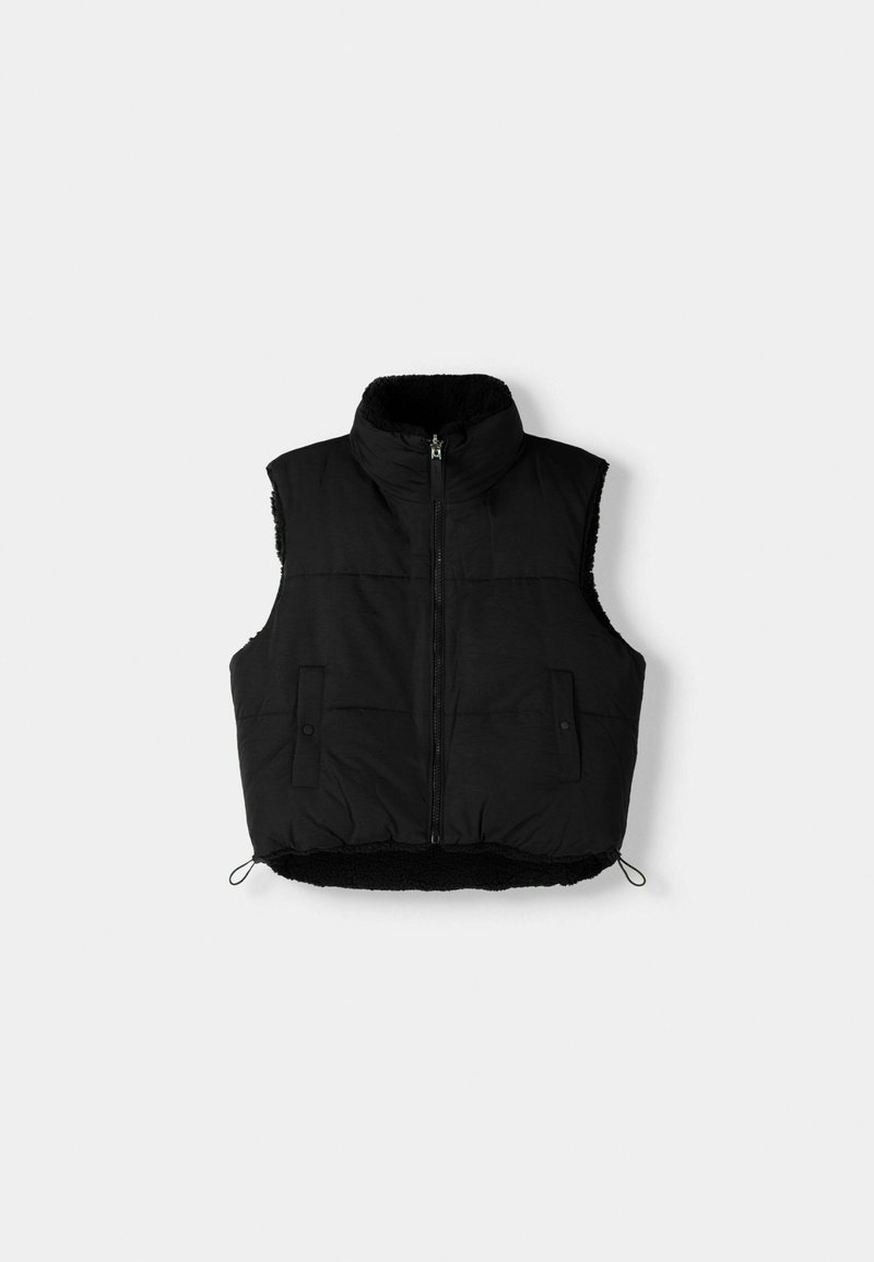 Bershka Bershka REVERSIBLE - Waistcoat - black denim Bis zu 50% Rabatt