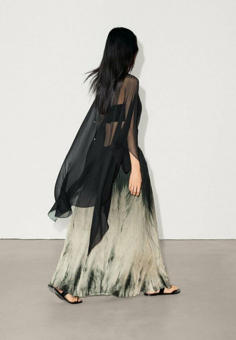Massimo Dutti Massimo Dutti LONG TIE-DYE PRINTED - Maxi skirt - green Nur für heute