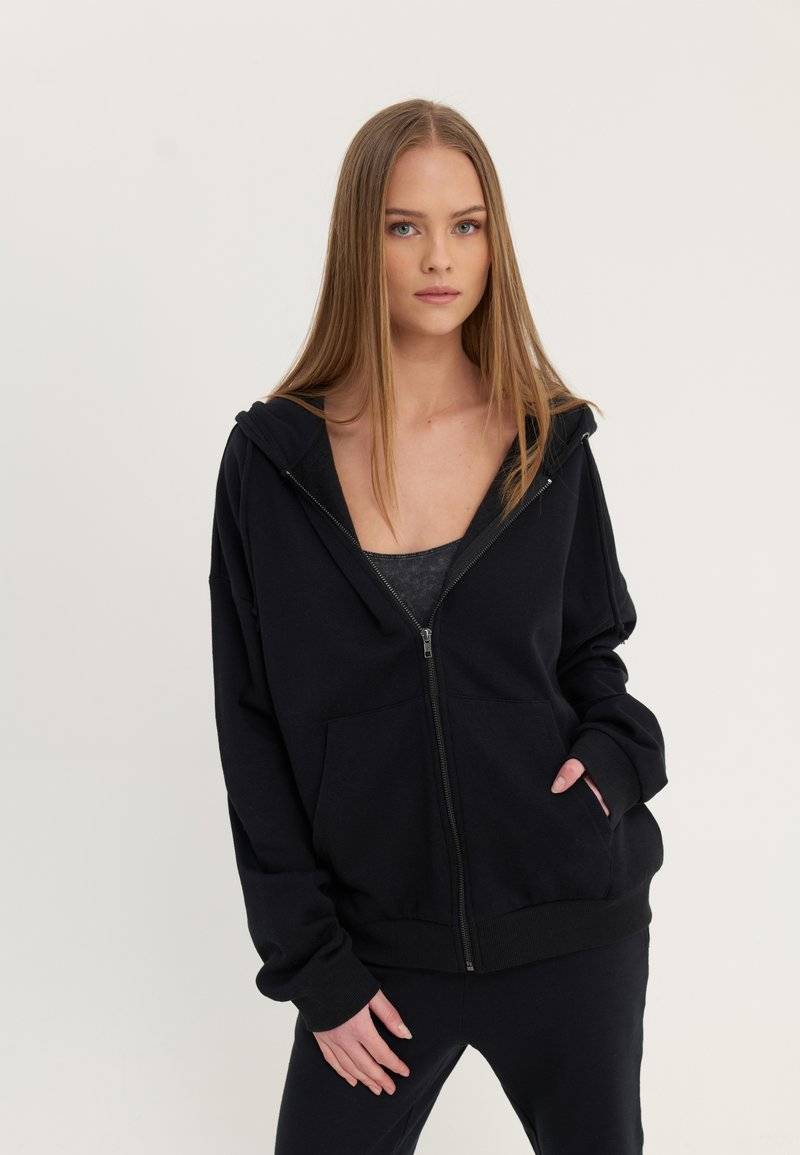 Even&Odd Even&Odd Zip-up sweatshirt - black Riesige Rabatte