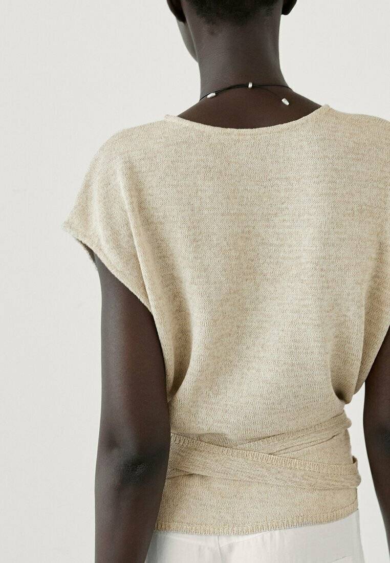 Massimo Dutti Massimo Dutti WITH TIED BELT - Print T-shirt - gold coloured Kostenloser Versand international