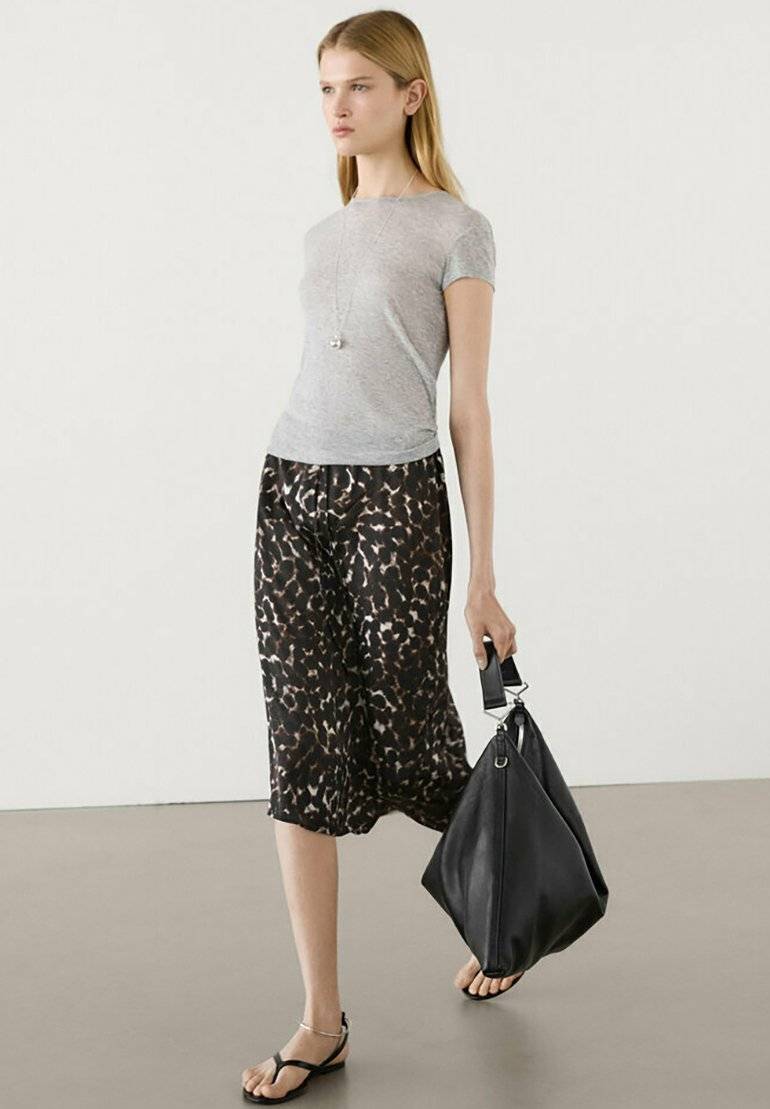 Massimo Dutti Massimo Dutti ANIMAL PRINT - Pencil skirt - mottled dark brown Riesige Rabatte