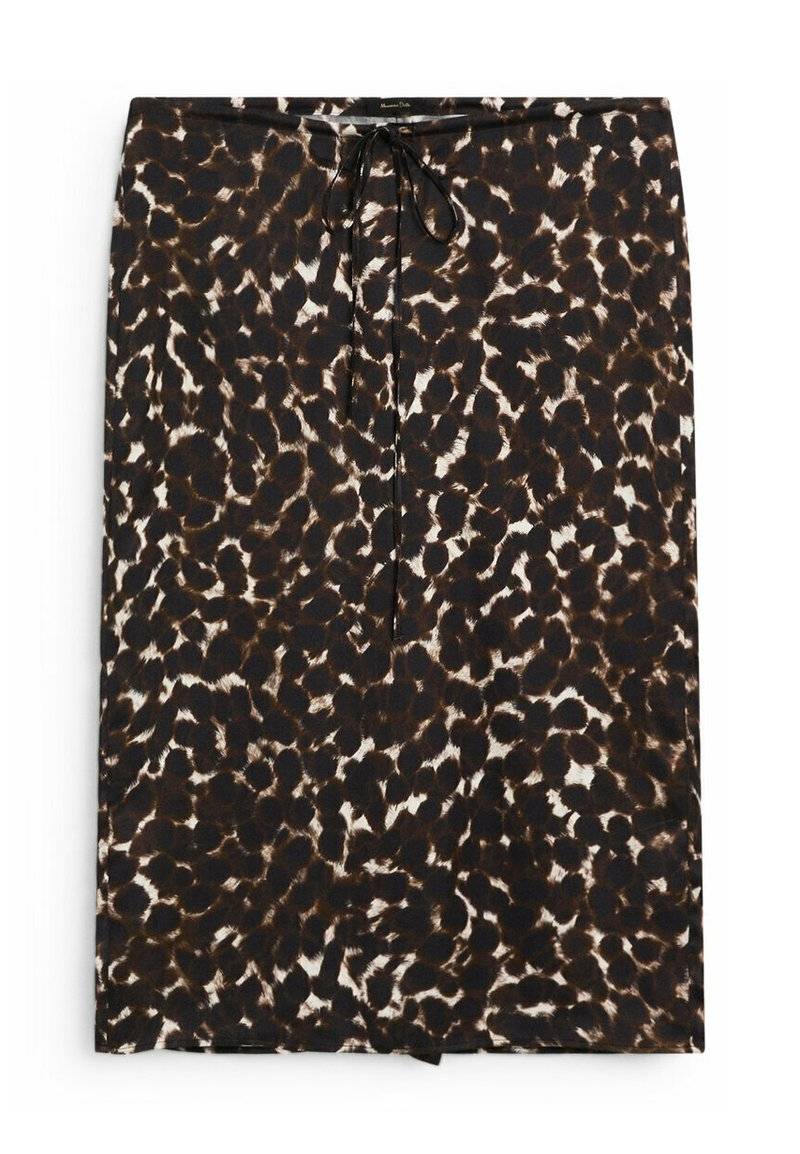 Massimo Dutti Massimo Dutti ANIMAL PRINT - Pencil skirt - mottled dark brown Riesige Rabatte