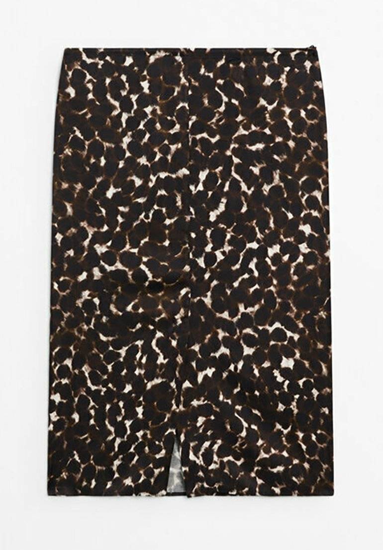 Massimo Dutti Massimo Dutti ANIMAL PRINT - Pencil skirt - mottled dark brown Riesige Rabatte