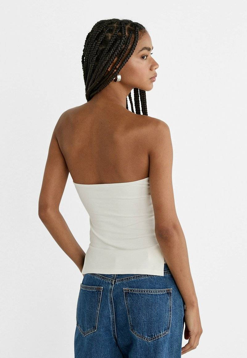 Stradivarius Stradivarius BANDEAU WITH SIDE VENTS - Top - white Verkauf
