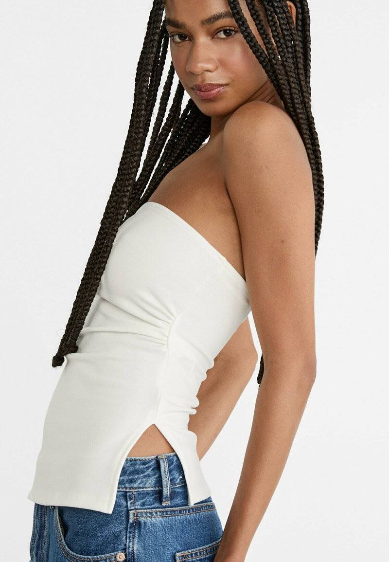 Stradivarius Stradivarius BANDEAU WITH SIDE VENTS - Top - white Verkauf