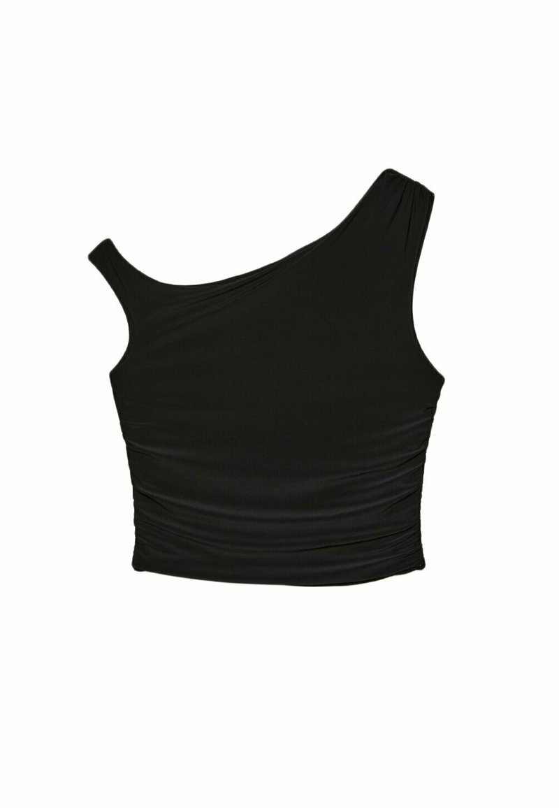 Stradivarius Stradivarius ASYMMETRIC CROP WITH GATHERED DETAIL - Top - black Nur noch ein Tag übrig