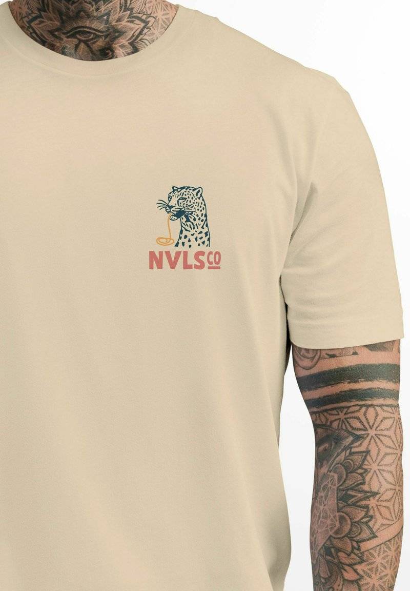Neverless Neverless BACK SCHRIFT EAT PASTA BRUSTLOGO RETRO FASHION STREETSTYLE - Print T-shirt - natur Riesige Rabatte