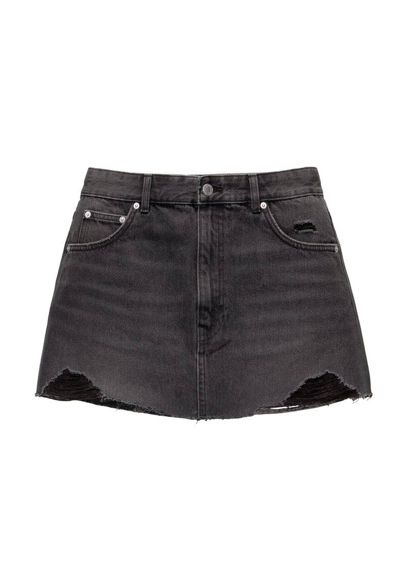 PULL&BEAR PULL&BEAR RIPPED - A-line skirt - black 50% Rabatt mit kostenlosem Versand