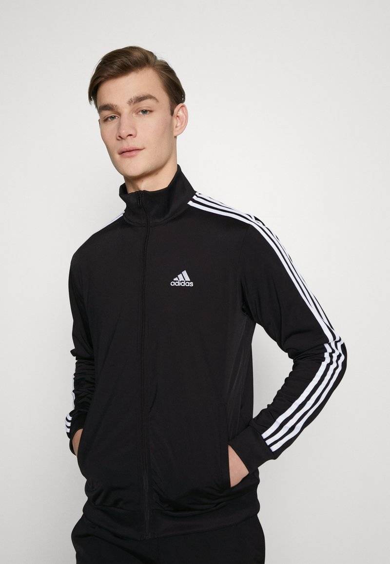 adidas Sportswear adidas Sportswear BASIC 3-STRIPES TRICOT TRACK SUIT - Tracksuit - black Zeitlich begrenztes Angebot