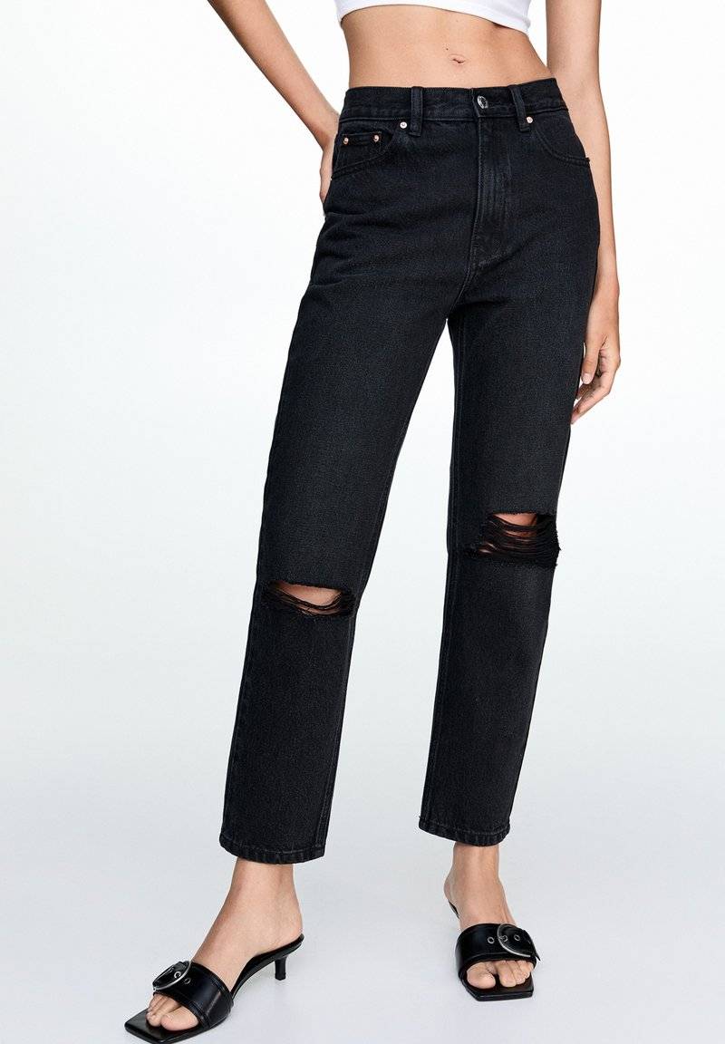 PULL&BEAR PULL&BEAR RIPPED - Straight leg jeans - black