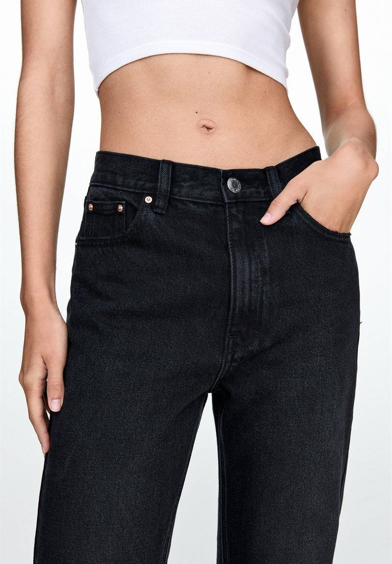 PULL&BEAR PULL&BEAR RIPPED - Straight leg jeans - black Riesige Ersparnisse