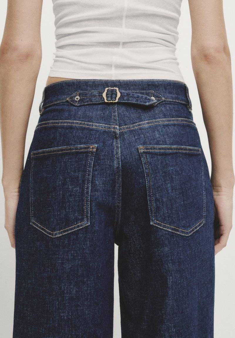 Massimo Dutti Massimo Dutti HIGH-WAIST WIDE-LEG JEANS WITH DARTS - Straight leg jeans - mottled dark blue Schlussverkauf