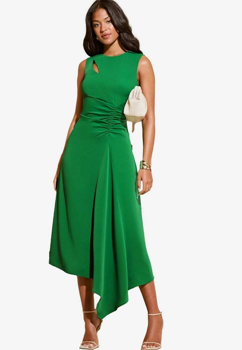 Lipsy Lipsy SLEEVELESS RUCHED FRONT ASYMMETRICAL-REGULAR FIT - Day dress - green