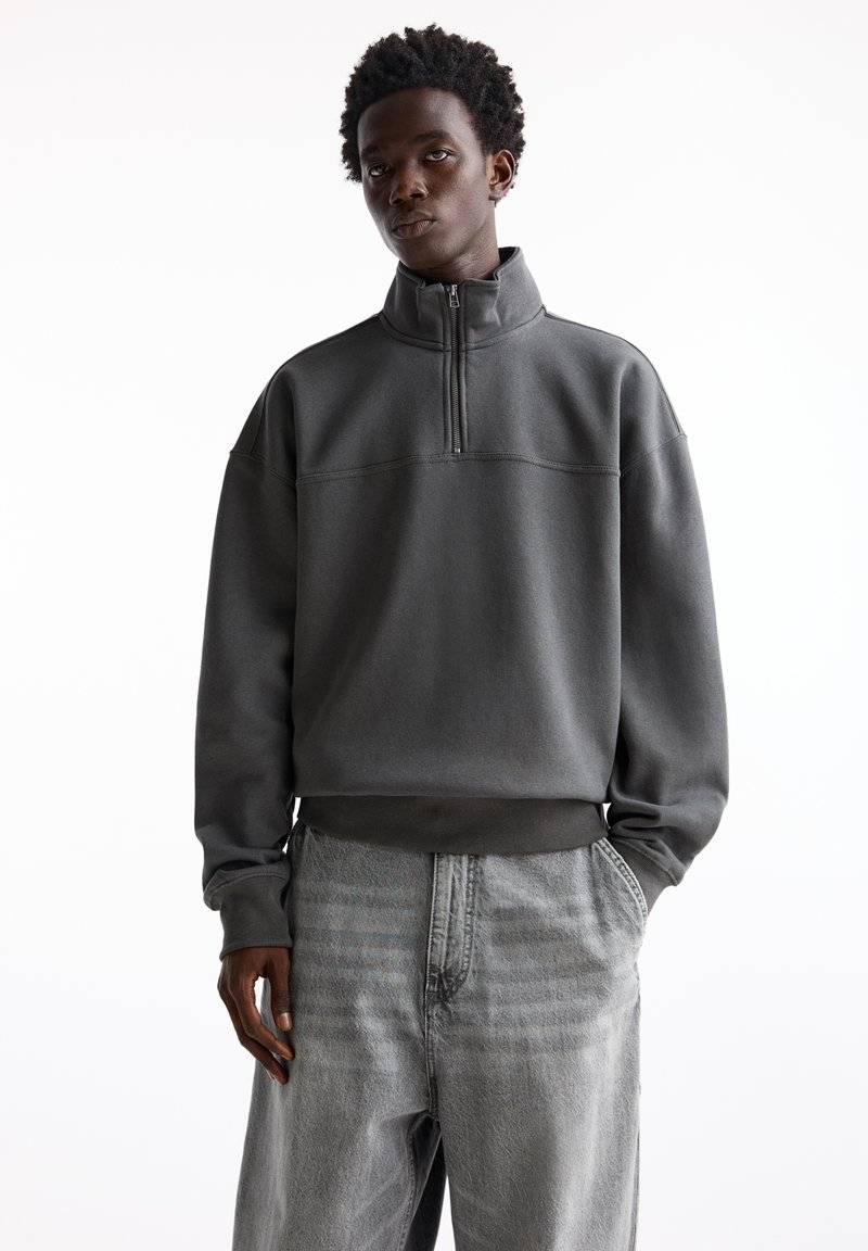 PULL&BEAR PULL&BEAR HALF ZIP - Sweatshirt - dark grey