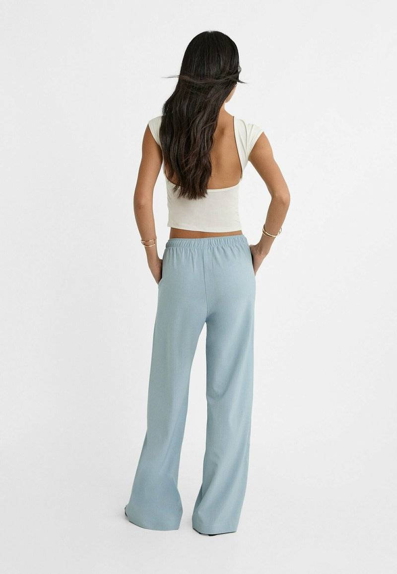 Stradivarius Stradivarius LONG FLOWING - Trousers - light blue Online Shopping