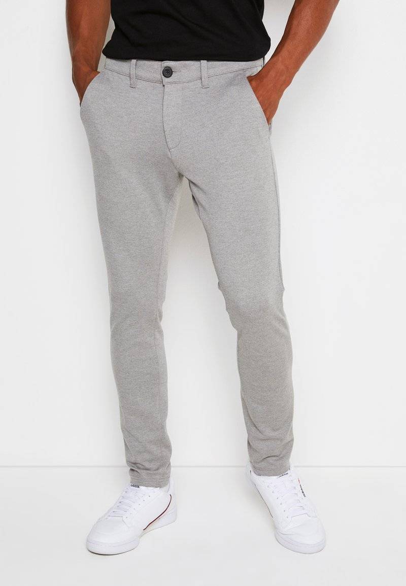 Denim Project Denim Project PONTE ROMA PLAIN - Trousers - medium grey melange