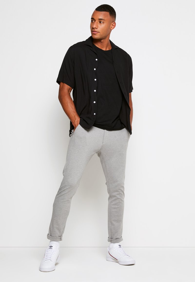 Denim Project Denim Project PONTE ROMA PLAIN - Trousers - medium grey melange Bis zu 50% Rabatt