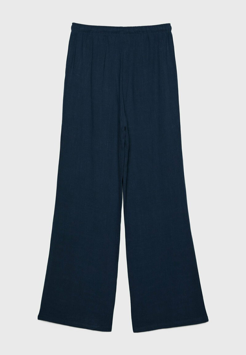 Stradivarius Stradivarius FLOWY - Trousers - dark blue Riesige Rabatte
