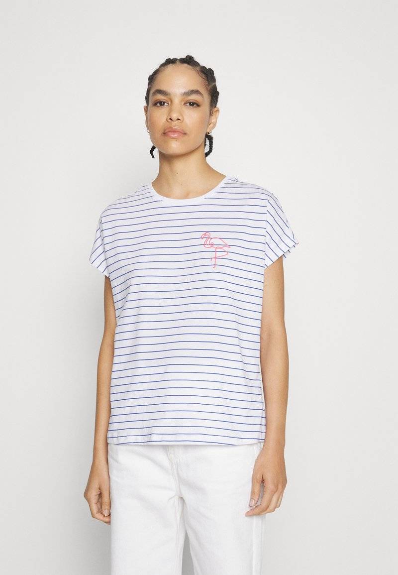 Anna Field Anna Field PLACED STRIPE FLAMINGO FRANCESCA - Print T-shirt - white Fabrikladen