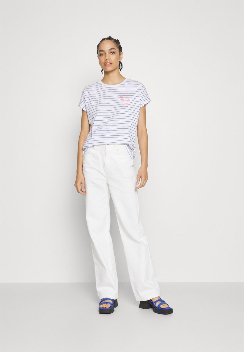 Anna Field Anna Field PLACED STRIPE FLAMINGO FRANCESCA - Print T-shirt - white Fabrikladen
